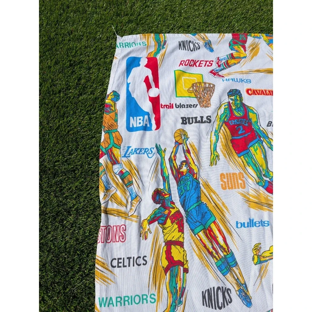 Rare Vintage 1970's NBA‎ Basketball Bedspread Sheet Fabric Approx 70